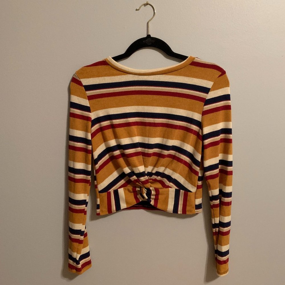 Gaze Striped Twist Crop Top Size S
